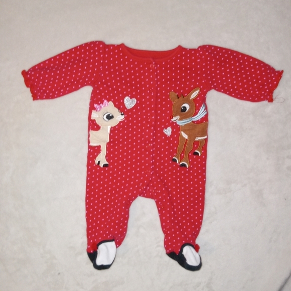 Other - 5 for $10 Rudolph Red & Pink Dot Snap Up Footie